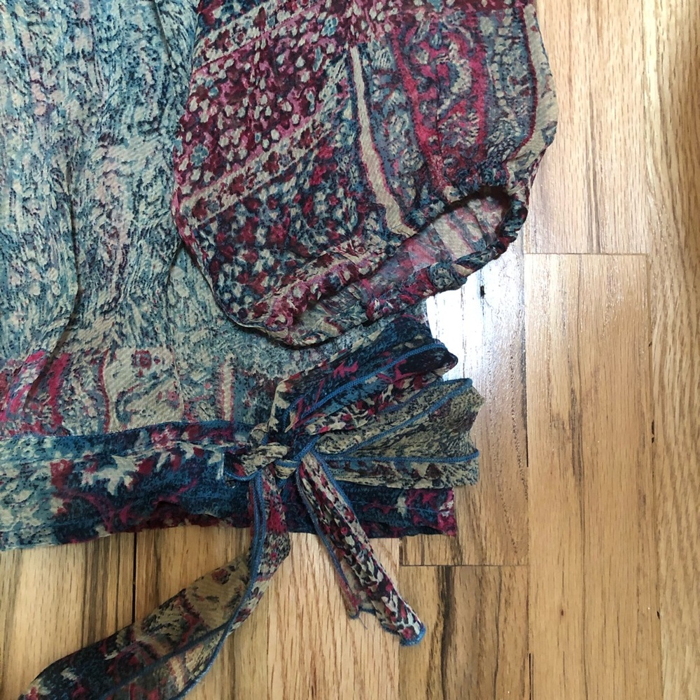100% silk print sheer blouse